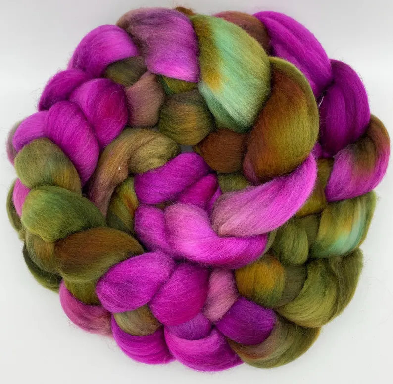 Hand-dyed AJem spinning fiber